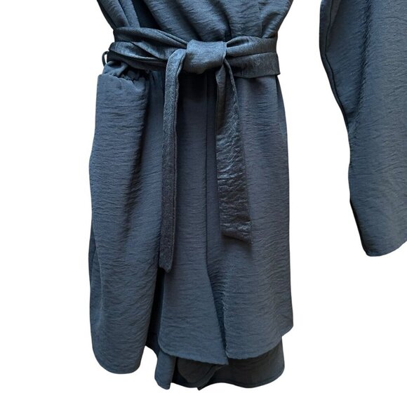 Fraiche By J Romper Faux Wrap Stretch Black Belted Whimsigoth XL - Picture 3 of 9